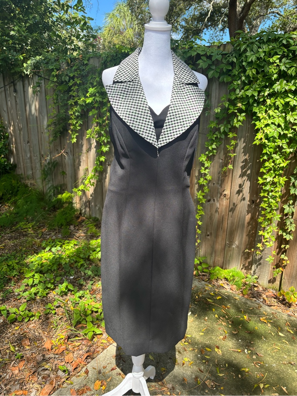 Dress Statement Gingham Rhinestone Collar